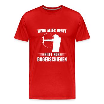 Bogenschießen Spruch Bogensport Bogenschütze - Männer Premium Bio T-Shirt - Rot - Vorne - Damien (186cm)