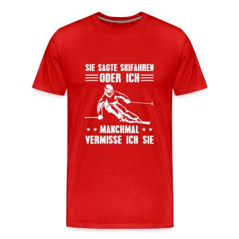 Skifahren Wintersport Skifahrer Geschenk - Männer Premium Bio T-Shirt - Rot - Vorne - Damien (186cm)