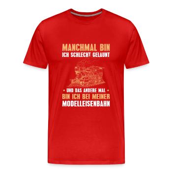 Modelleisenbahn Dampflokomotive Modellbauer - Männer Premium Bio T-Shirt - Rot - Vorne - Damien (186cm)