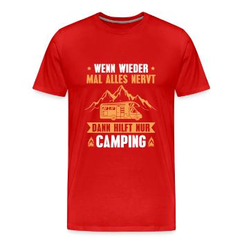 Wohnmobil Camping Lagerfeuer Camper - Männer Premium Bio T-Shirt - Rot - Vorne - Damien (186cm)