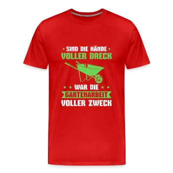 Gärtner Spruch Gartenarbeit Schrebergarten - Männer Premium Bio T-Shirt - Rot - Vorne - Damien (186cm)