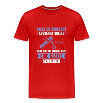 Friseurschere Glatze schneiden Friseur - Männer Premium Bio T-Shirt - Rot - Vorne - Damien (186cm)