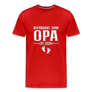 Werdender Opa Geschenk Schwangerschaft 2024 - Männer Premium Bio T-Shirt - Rot - Vorne - Damien (186cm)