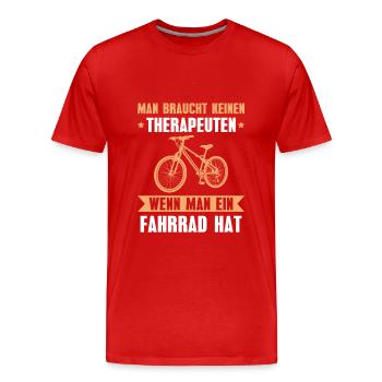 Fahrrad Man braucht keinen Therapeuten Radfahrer - Männer Premium Bio T-Shirt - Rot - Vorne - Damien (186cm)