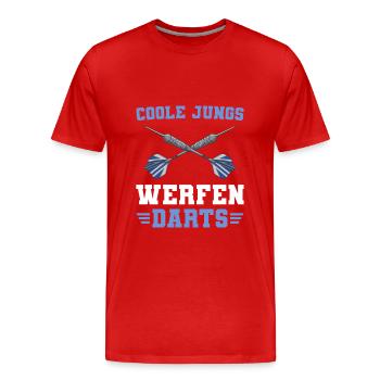 Coole Jungs werfen Darts Dartspieler Geschenk - Männer Premium Bio T-Shirt - Rot - Vorne - Damien (186cm)