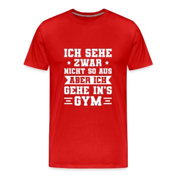 Fitness Gym Bodybuilding Sportler - Männer Premium Bio T-Shirt - Rot - Vorne - Damien (186cm)
