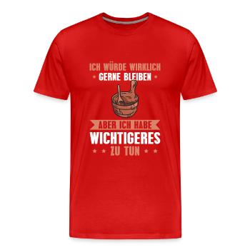 Sauna Wichtigeres zu tun Saunagänger - Männer Premium Bio T-Shirt - Rot - Vorne - Damien (186cm)