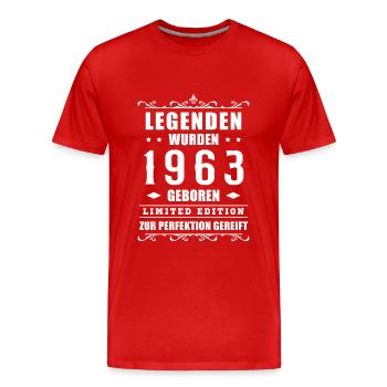 1963 Jahrgang 60. Geburtstag Geschenkidee - Männer Premium Bio T-Shirt - Rot - Vorne - Damien (186cm)