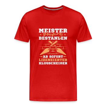 Meisterprüfung bestanden Maurer Meister - Männer Premium Bio T-Shirt - Rot - Vorne - Damien (186cm)