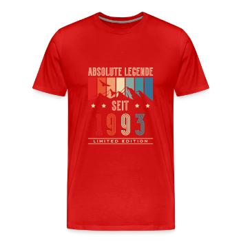 30er Geboren 1993 Jahrgang Vintage 30 Geburtstag - Männer Premium Bio T-Shirt - Rot - Vorne - Damien (186cm)