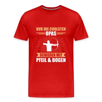 Nur die coolsten Opas schießen Pfeil Bogen - Männer Premium Bio T-Shirt - Rot - Vorne - Damien (186cm)