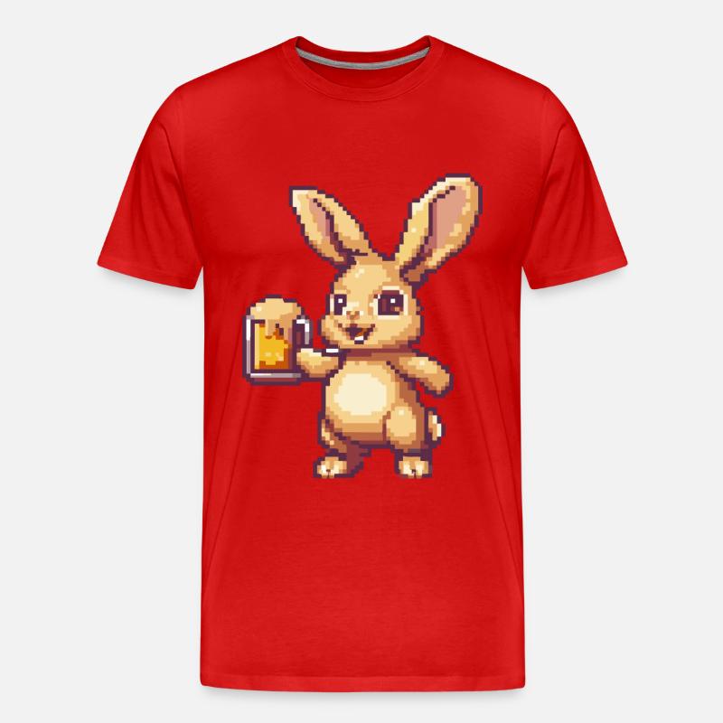Hase Bier Pixel - Männer Premium Bio T-Shirt - Rot