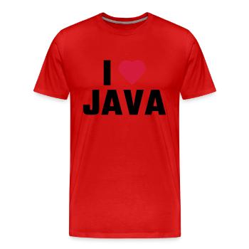 J'aime java - T-shirt bio Premium Homme - rouge - Devant - Damien (186cm)