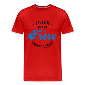 Futur Grand frère Protecteur - T-shirt bio Premium Homme - rouge - Devant - Damien (186cm)