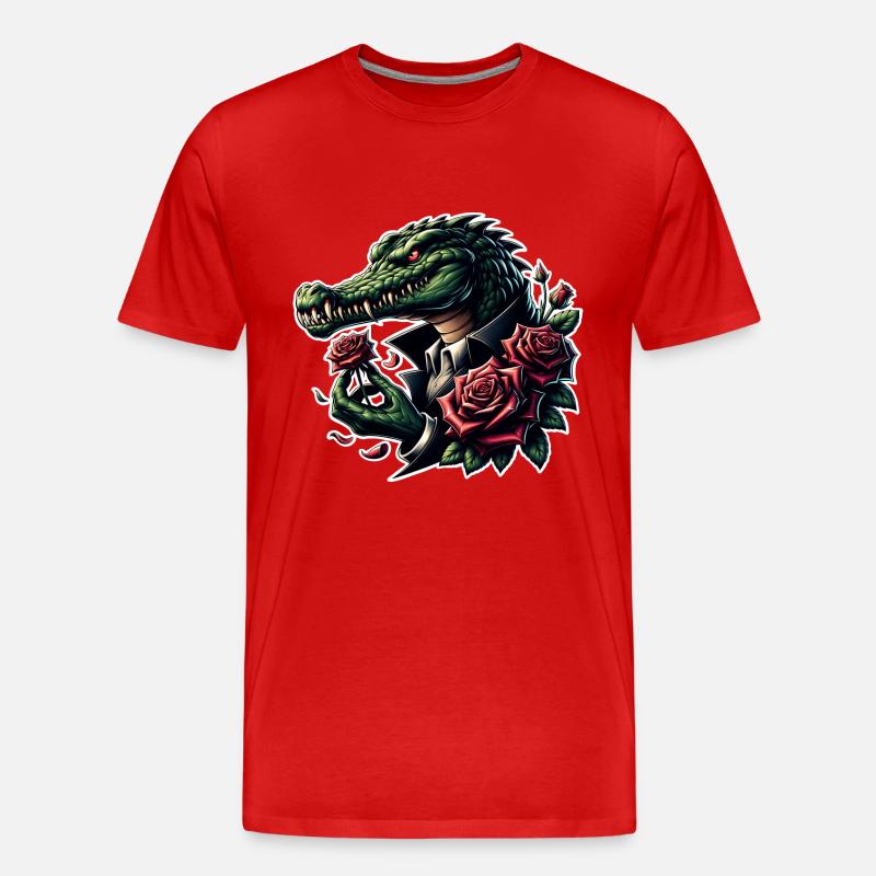 Krokodil - Männer Premium Bio T-Shirt - Rot