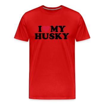 Husky - Männer Premium Bio T-Shirt - Rot - Vorne - Damien (186cm)