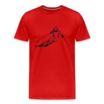 Vacances d'hiver de ski alpin course femme - T-shirt bio Premium Homme - rouge - Devant - Damien (186cm)