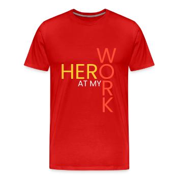 Héros dans mon travail - T-shirt bio Premium Homme - rouge - Devant - Damien (186cm)