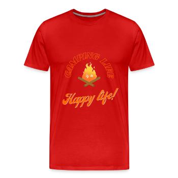 Camping life - happy life - Men's Premium Organic T-Shirt - red - Front - Damien (186cm)