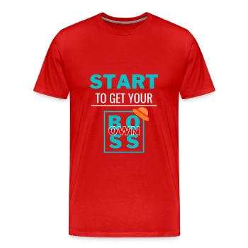 Become your own boss - Men's Premium Organic T-Shirt - red - Front - Damien (186cm)