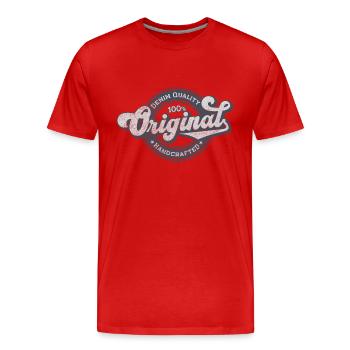 Denim original de qualité rétro vintage bleu - T-shirt bio Premium Homme - rouge - Devant - Damien (186cm)