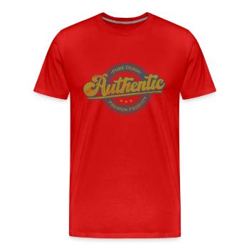 Authentisches reines Denim-Premiumprodukt retrogrün - Männer Premium Bio T-Shirt - Rot - Vorne - Damien (186cm)