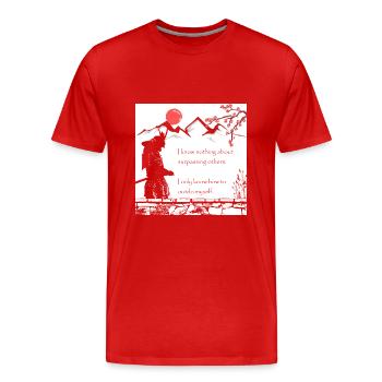 Citation de samouraï Japan Warrior Inspiration Dicton - T-shirt bio Premium Homme - rouge - Devant - Damien (186cm)