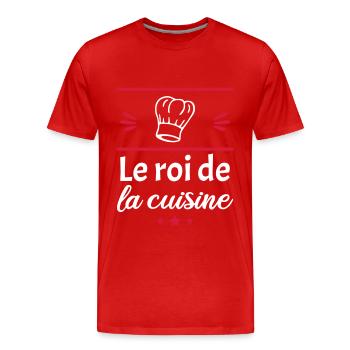 le roi de la cuisine, cuisinier, chef de cuisine - T-shirt bio Premium Homme - rouge - Devant - Damien (186cm)