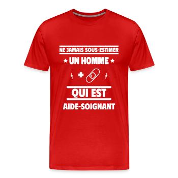 un homme qui est aide-soignant - T-shirt bio Premium Homme - rouge - Devant - Damien (186cm)