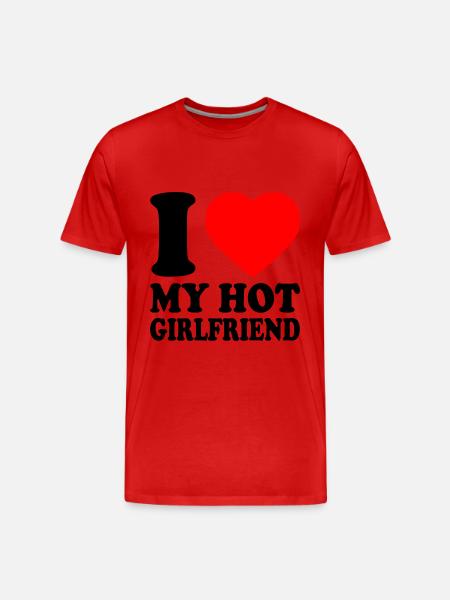 I love my girlfriend - Mannen premium biologisch T-shirt - rood