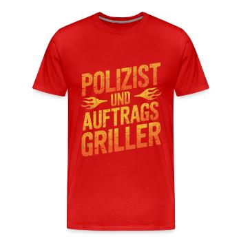 Polizist und Auftragsgriller - Männer Premium Bio T-Shirt - Rot - Vorne - Damien (186cm)