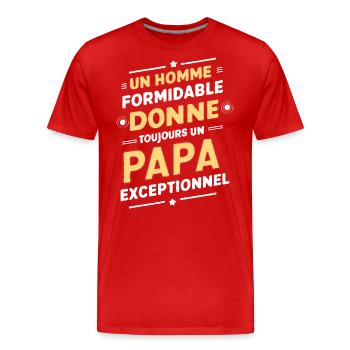 Belle idée cadeau fete des pères anniversaire papa - T-shirt bio Premium Homme - rouge - Devant - Damien (186cm)