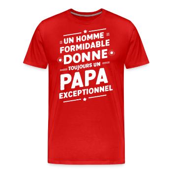 Belle idée cadeau fete des pères anniversaire papa - T-shirt bio Premium Homme - rouge - Devant - Damien (186cm)