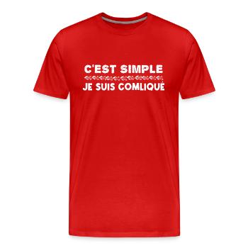 c'est simple je suis compliqué / humour homme - T-shirt bio Premium Homme - rouge - Devant - Damien (186cm)