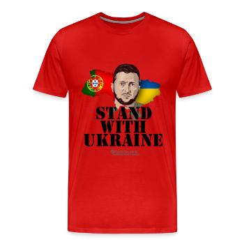 Ukraine Portugal Unterstützer T-Shirt Design - Männer Premium Bio T-Shirt - Rot - Vorne - Damien (186cm)