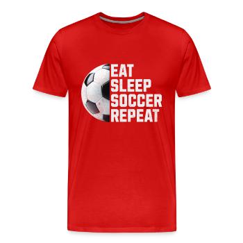 MANGEZ DORMIR SOCCER RÉPÉTER - T-shirt bio Premium Homme - rouge - Devant - Damien (186cm)