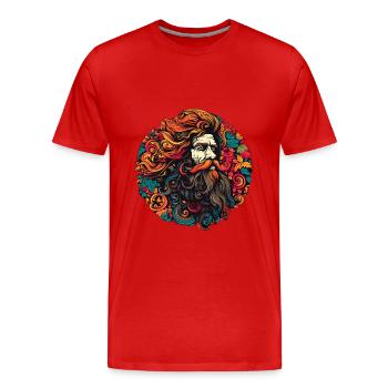 Alter Hippie Mann - Männer Premium Bio T-Shirt - Rot - Vorne - Damien (186cm)