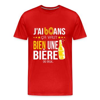 Cadeau d anniversaire 60 ans j ai 60 ans et bière - T-shirt bio Premium Homme - rouge - Devant - Damien (186cm)