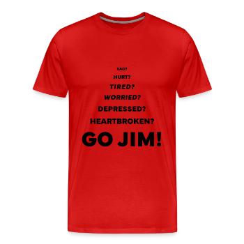 Jim Gym Fitness Geschenk Motivation Geschenkide!? - Männer Premium Bio T-Shirt - Rot - Vorne - Damien (186cm)