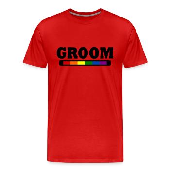 Groom - Men's Premium Organic T-Shirt - red - Front - Damien (186cm)