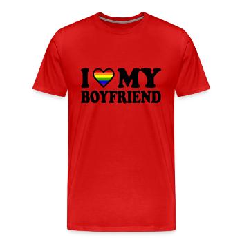 I love my boyfriend - T-shirt bio Premium Homme - rouge - Devant - Damien (186cm)