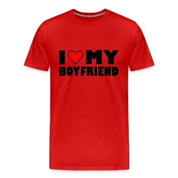 I love my boyfriend - T-shirt bio Premium Homme - rouge - Devant - Damien (186cm)