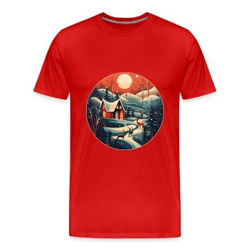 Weihnachtswinterlandschaft - Männer Premium Bio T-Shirt - Rot - Vorne - Damien (186cm)