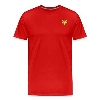 Nordmazedonien Flagge Herz - Männer Premium Bio T-Shirt - Rot - Vorne - Damien (186cm)