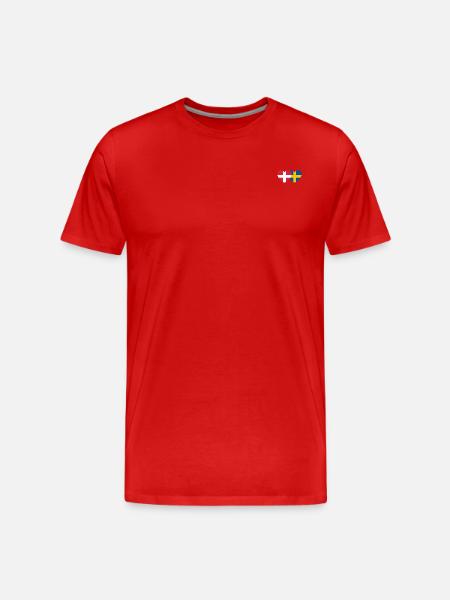 Denmark Sweden Flag Heart - Men's Premium Organic T-Shirt - red