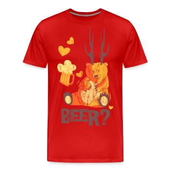 OURS? - Tente de bière Ours Design shirt - T-shirt bio Premium Homme - rouge - Devant - Damien (186cm)