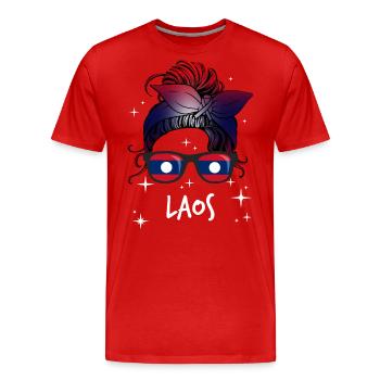 Laos - Men's Premium Organic T-Shirt - red - Front - Damien (186cm)
