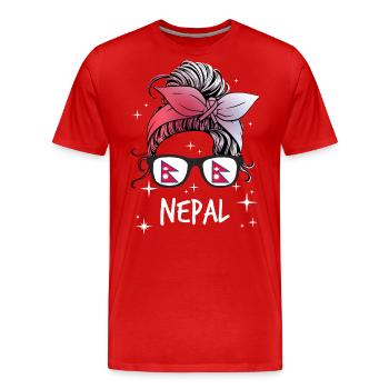 Népal - T-shirt bio Premium Homme - rouge - Devant - Damien (186cm)