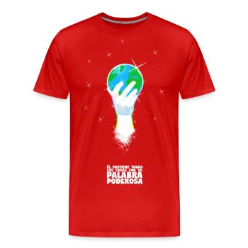 He supports the Spanish world - Men's Premium Organic T-Shirt - red - Front - Damien (186cm)