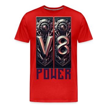 Puissance du V8 - T-shirt bio Premium Homme - rouge - Devant - Damien (186cm)